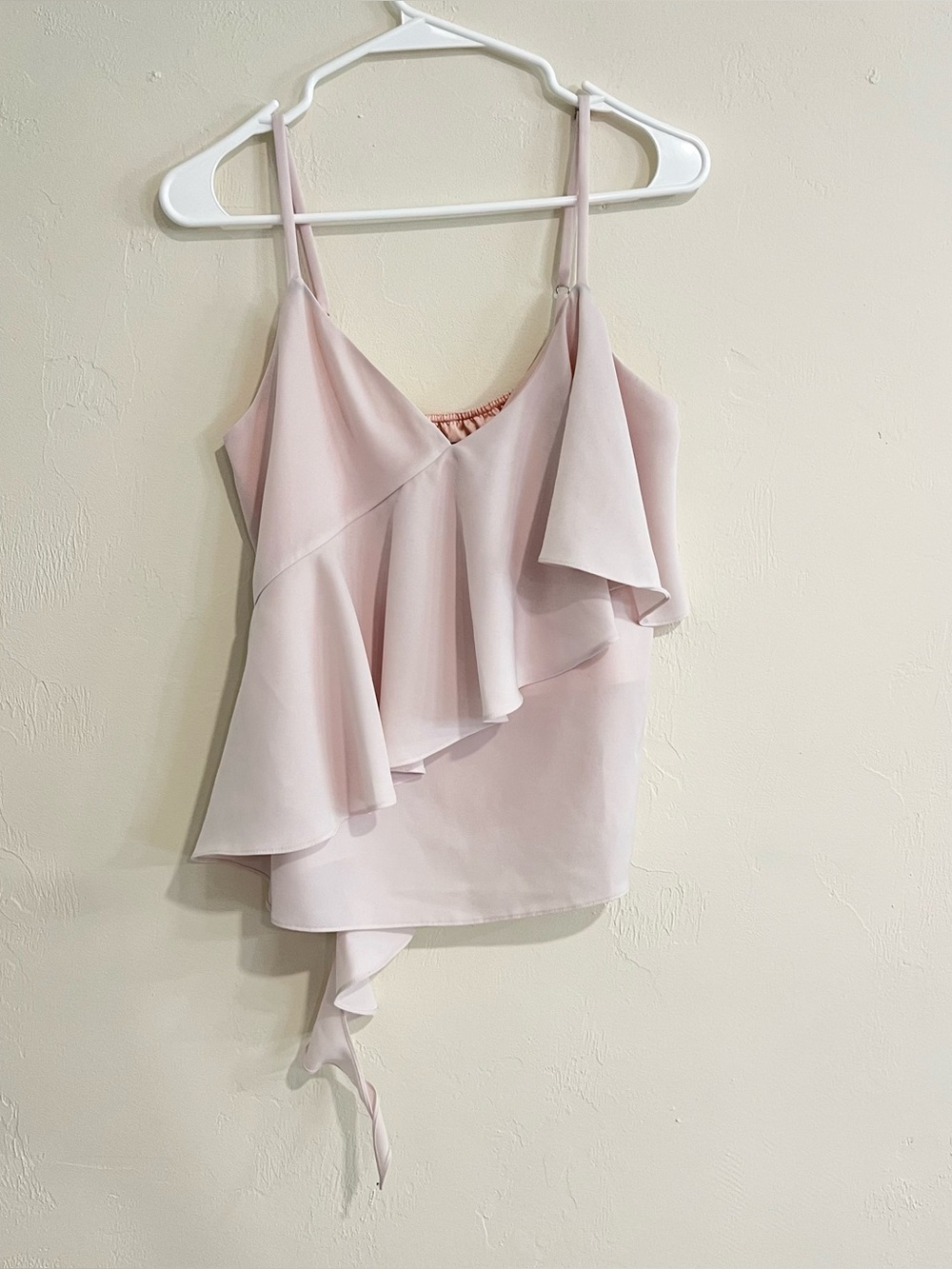 Saks Fifth Avenue Blush Pink Asymmetrical Ruffle Tank Top Size Small
